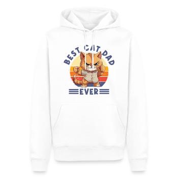 Chat Meilleur Chat Papa Jamais Chat Papa Drôle Dicton - Sweat à capuche Premium bio Homme - blanc - Devant - Nico (187cm)