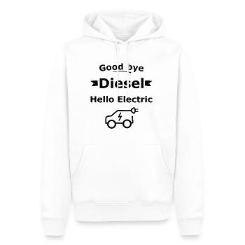 Hallo Elektroauto - Männer Premium Bio Hoodie - Weiß - Vorne - Nico (187cm)
