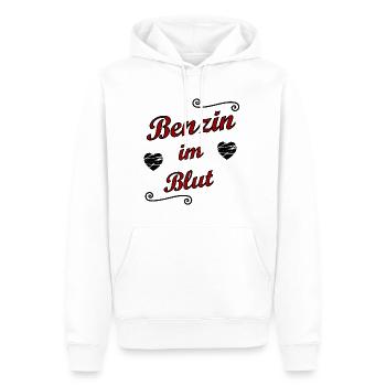 Benzin im Blut - Männer Premium Bio Hoodie - Weiß - Vorne - Nico (187cm)