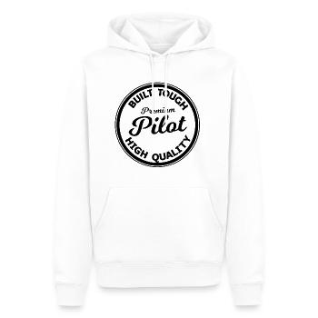 Der Premium Pilot - Männer Premium Bio Hoodie - Weiß - Vorne - Nico (187cm)