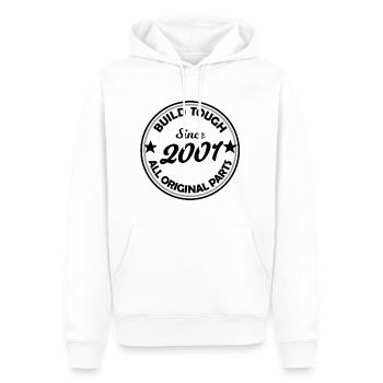 Hergestellt im Jahre 2001 - Männer Premium Bio Hoodie - Weiß - Vorne - Nico (187cm)