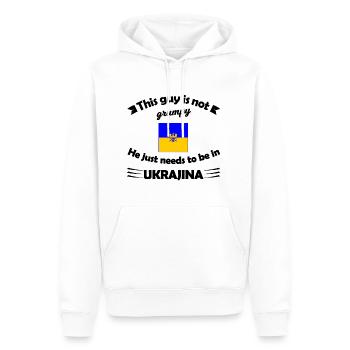 Chez soi en Ukraine - Sweat à capuche Premium bio Homme - blanc - Devant - Nico (187cm)