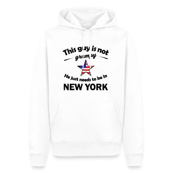 Chez lui à New York - Sweat à capuche Premium bio Homme - blanc - Devant - Nico (187cm)