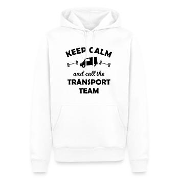 L’équipe Transport - Sweat à capuche Premium bio Homme - blanc - Devant - Nico (187cm)