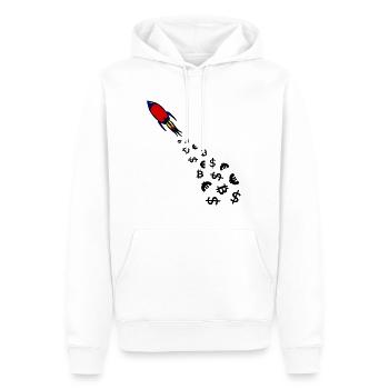 Bitcoin und Dollars - Männer Premium Bio Hoodie - Weiß - Vorne - Nico (187cm)