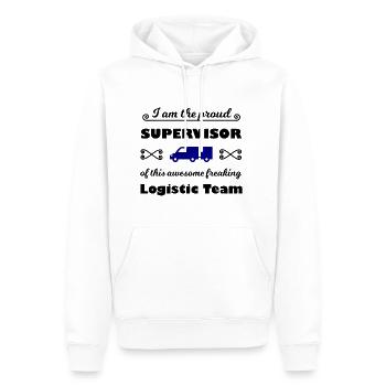 Der Logistik Supervisor - Männer Premium Bio Hoodie - Weiß - Vorne - Nico (187cm)