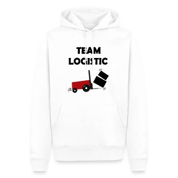 The Logistics Team - Men’s Premium Organic Hoodie - white - Front - Nico (187cm)