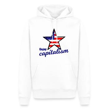 Amerika und Kapitalismus - Männer Premium Bio Hoodie - Weiß - Vorne - Nico (187cm)