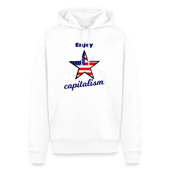 Wall Street Kapitalist - Männer Premium Bio Hoodie - Weiß - Vorne - Nico (187cm)