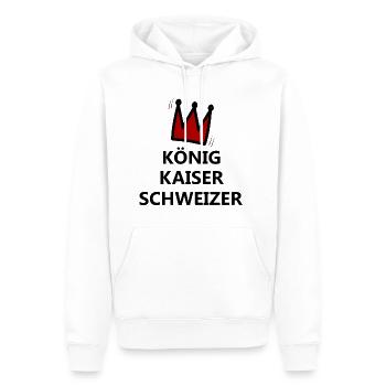 Der Kaiser aus der Schweiz - Männer Premium Bio Hoodie - Weiß - Vorne - Nico (187cm)
