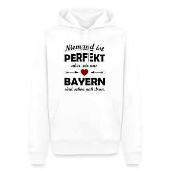 Perfekt aus Süddeutschland - Männer Premium Bio Hoodie - Weiß - Vorne - Nico (187cm)