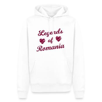 Les mythes de la Roumanie - Sweat à capuche Premium bio Homme - blanc - Devant - Nico (187cm)