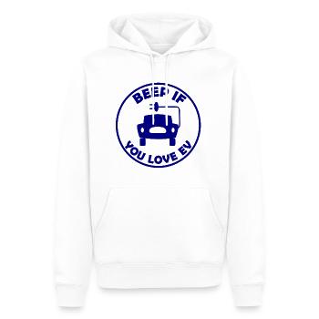 Conduire une voiture électrique - Sweat à capuche Premium bio Homme - blanc - Devant - Nico (187cm)