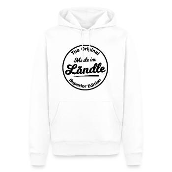 Hergestellt im Ländle - Männer Premium Bio Hoodie - Weiß - Vorne - Nico (187cm)