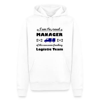 The best logistics - Men’s Premium Organic Hoodie - white - Front - Nico (187cm)