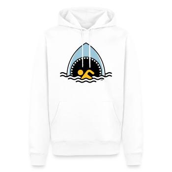 Hai Und Schwimmer (Haifisch / Schwimmen / 3C) - Männer Premium Bio Hoodie - Weiß - Vorne - Nico (187cm)