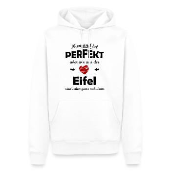 Perfekt aus der Eifel - Männer Premium Bio Hoodie - Weiß - Vorne - Nico (187cm)