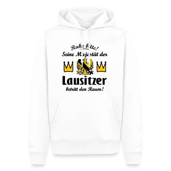 König aus der Lausitz - Männer Premium Bio Hoodie - Weiß - Vorne - Nico (187cm)