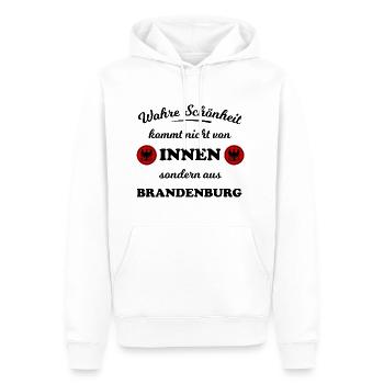 Die Schönheit aus Brandenburg - Männer Premium Bio Hoodie - Weiß - Vorne - Nico (187cm)
