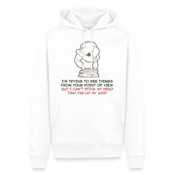 Ich versuche Dinge aus Deiner Sicht zu betrachten - Männer Premium Bio Hoodie - Weiß - Vorne - Nico (187cm)