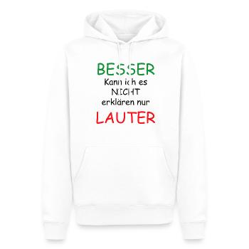 Besser kann ich es nicht erklären - Männer Premium Bio Hoodie - Weiß - Vorne - Nico (187cm)