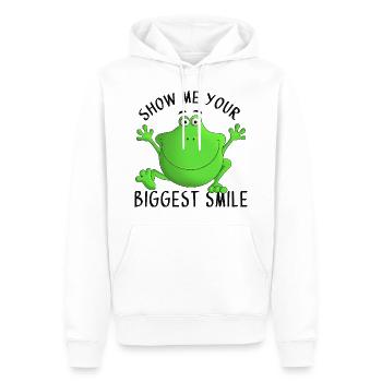 Rire - grenouille - Sweat à capuche Premium bio Homme - blanc - Devant - Nico (187cm)