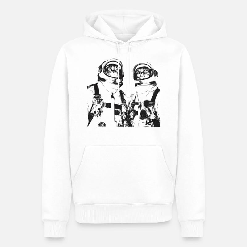 Chats de l’espace - Sweat à capuche Premium bio Homme - blanc