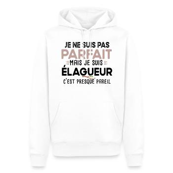 Élagueur Paysagiste Métier Charpentier Bûcheron - Sweat à capuche Premium bio Homme - blanc - Devant - Nico (187cm)