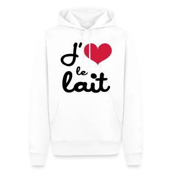 J'aime le lait - Bébé - Sweat à capuche Premium bio Homme - blanc - Devant - Nico (187cm)