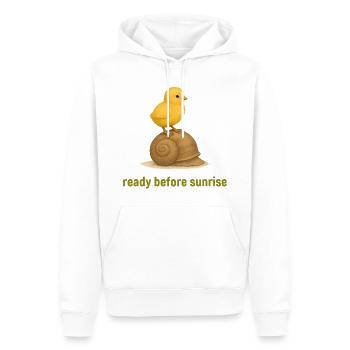 Küken auf Schnecke – Morgendliche Ruhe - Männer Premium Bio Hoodie - Weiß - Vorne - Nico (187cm)