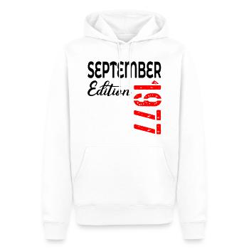 49th Birthday - September 1977 - Men’s Premium Organic Hoodie - white - Front - Nico (187cm)