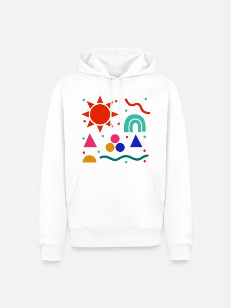 Lebendige Geometrie Sonnenfarben Muster - Männer Premium Bio Hoodie - Weiß