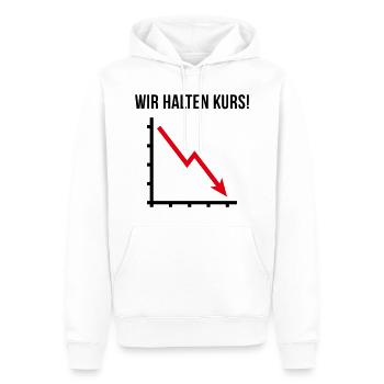 Wir Halten Kurs! (Fortschritt / Abwärts / POS 2C) - Männer Premium Bio Hoodie - Weiß - Vorne - Nico (187cm)