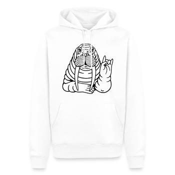 Rocker Walross - Männer Premium Bio Hoodie - Weiß - Vorne - Nico (187cm)