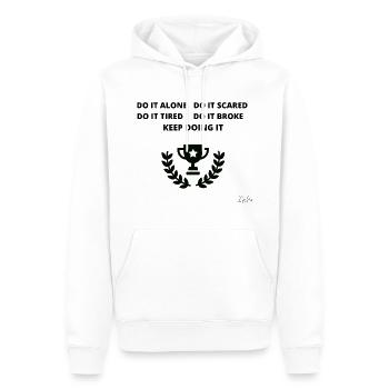 Aktion - Männer Premium Bio Hoodie - Weiß - Vorne - Nico (187cm)