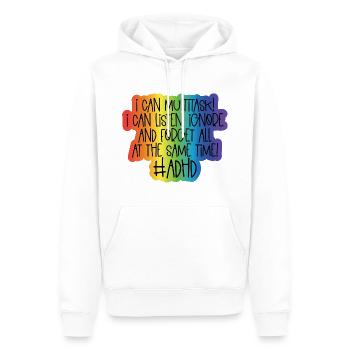TDAH - Sweat à capuche Premium bio Homme - blanc - Devant - Nico (187cm)