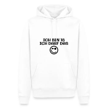 Ich bin 18 - Ich darf das - Männer Premium Bio Hoodie - Weiß - Vorne - Nico (187cm)
