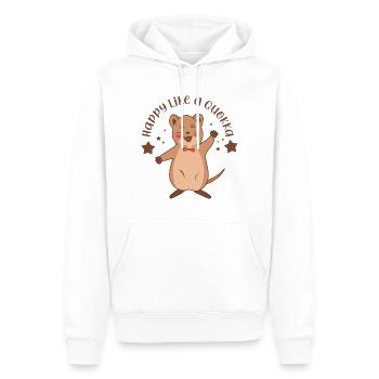 Lustiges Zitat Happy Like A Quokka - Männer Premium Bio Hoodie - Weiß - Vorne - Nico (187cm)