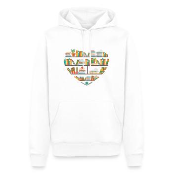 Lesezitat Herz Bücherregale Bibliothek Buchliebhaber - Männer Premium Bio Hoodie - Weiß - Vorne - Nico (187cm)