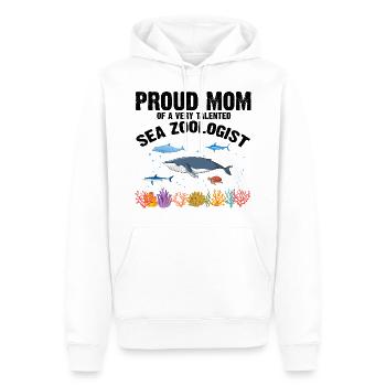 Fière Maman Océan Zooologiste Zooologie Mer - Sweat à capuche Premium bio Homme - blanc - Devant - Nico (187cm)