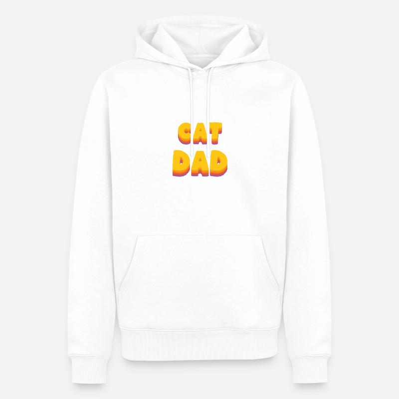 CatDad - Sweat à capuche Premium bio Homme - blanc