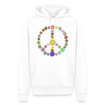 FRIEDEN PAIX HIPPIE AMOUR - Sweat à capuche Premium bio Homme - blanc - Devant - Nico (187cm)
