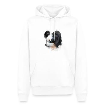 Papillon Dog Aquarelle Art Illustration - Sweat à capuche Premium bio Homme - blanc - Devant - Nico (187cm)
