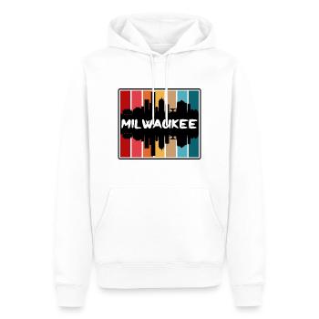 Milwaukee Wisconsin États-Unis Skyline Silhouette Voyage - Sweat à capuche Premium bio Homme - blanc - Devant - Nico (187cm)