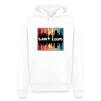 Saint Louis Missouri États-Unis Skyline Silhouette Voyage - Sweat à capuche Premium bio Homme - blanc - Devant - Nico (187cm)