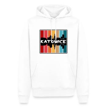 Katowice Pologne Skyline Silhouette Souvenir de voyage - Sweat à capuche Premium bio Homme - blanc - Devant - Nico (187cm)