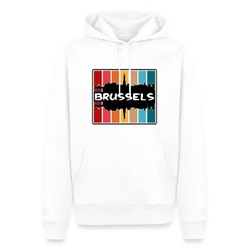 Bruxelles Belgique Skyline Silhouette Travel Souveni - Sweat à capuche Premium bio Homme - blanc - Devant - Nico (187cm)