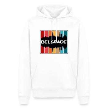 Belgrade Serbie Skyline Silhouette Souvenir de voyage - Sweat à capuche Premium bio Homme - blanc - Devant - Nico (187cm)