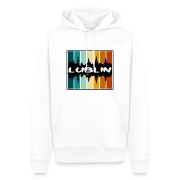 Lublin Pologne Skyline Silhouette Souvenir de voyage - Sweat à capuche Premium bio Homme - blanc - Devant - Nico (187cm)
