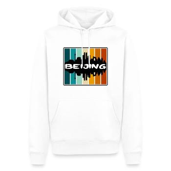 Beijing Chine Skyline Silhouette Voyage Souvenir - Sweat à capuche Premium bio Homme - blanc - Devant - Nico (187cm)